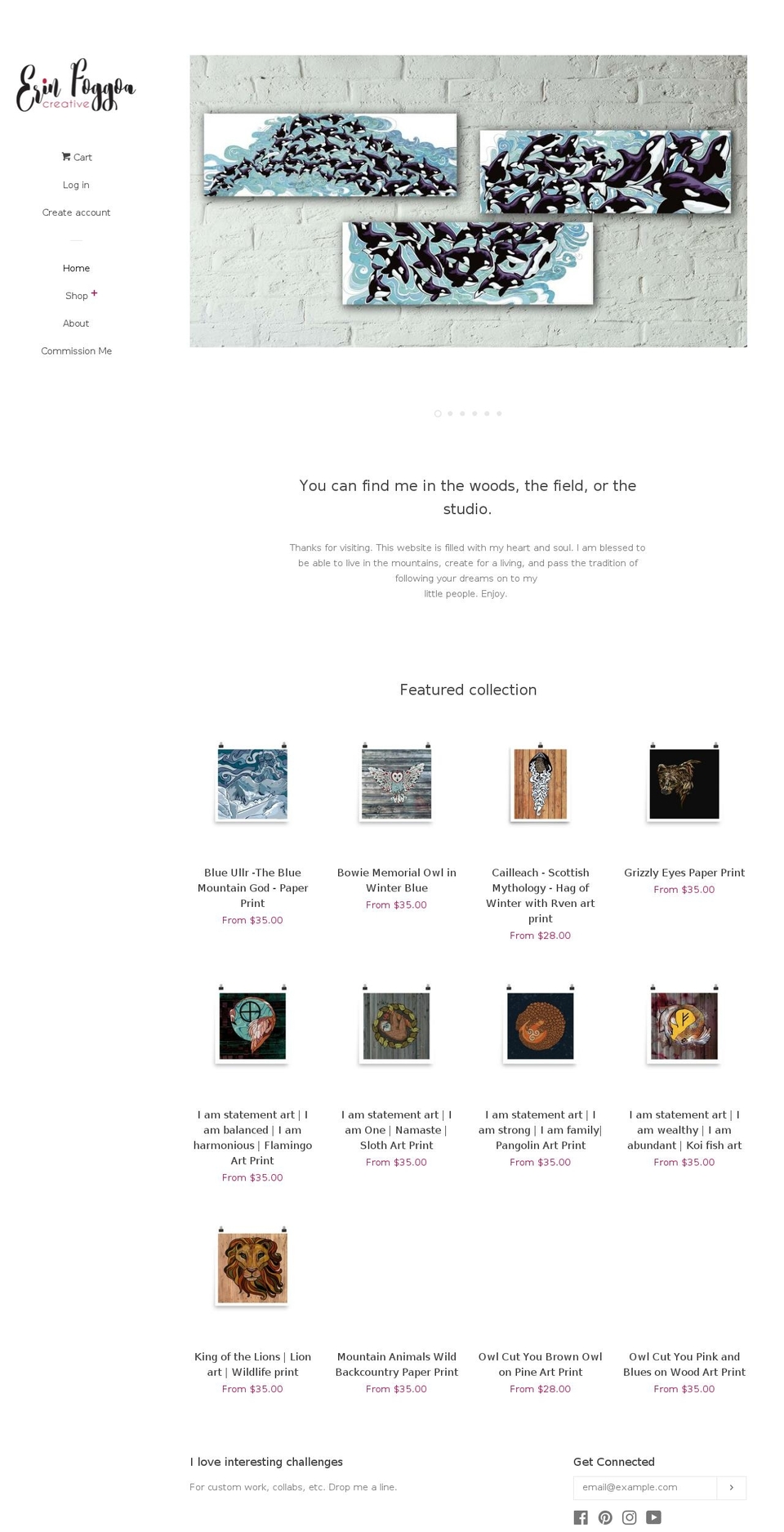 erinfoggoacreative.com — Shopify storefront screenshot