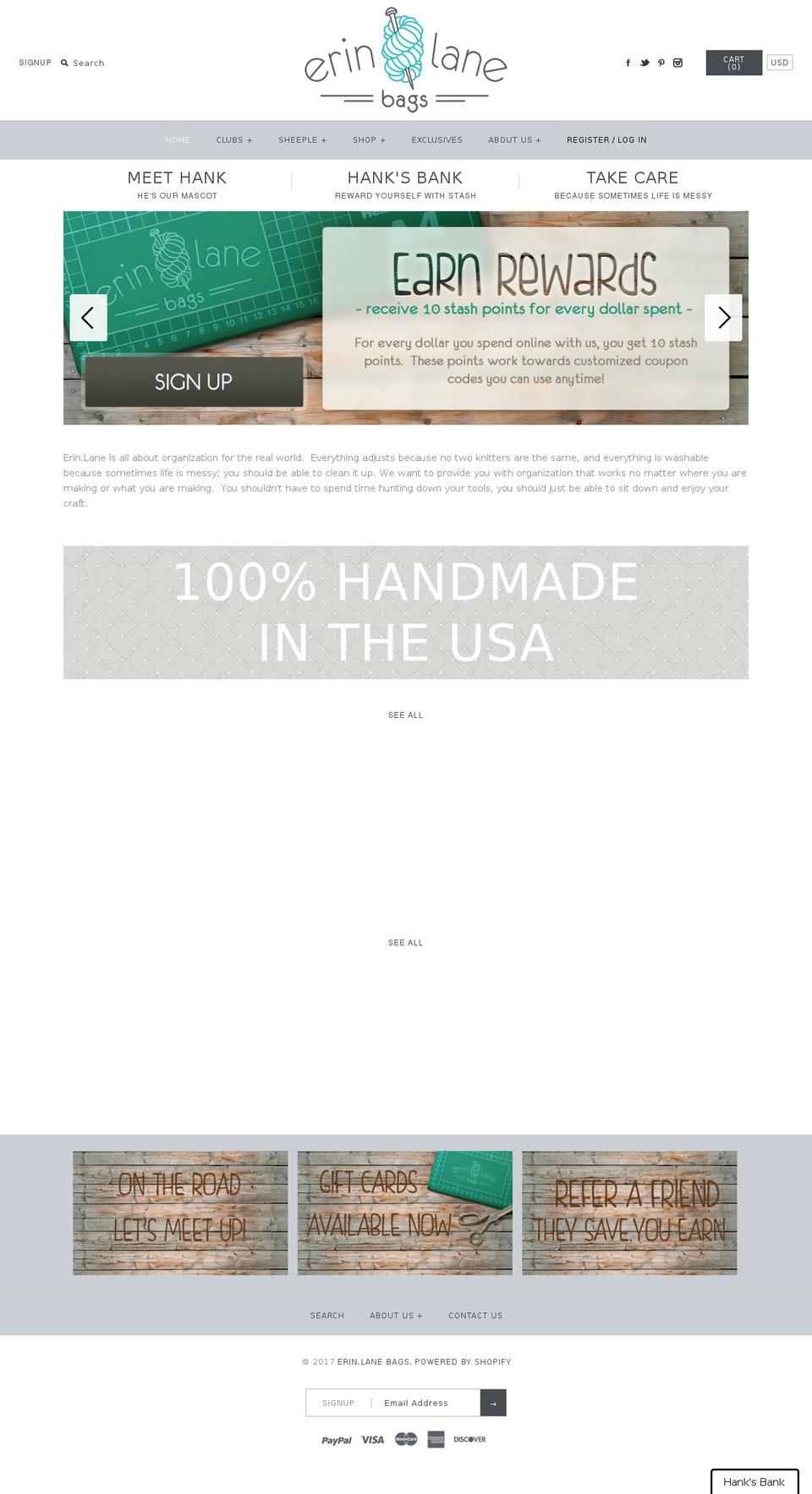 erinlanebags.com shopify website screenshot