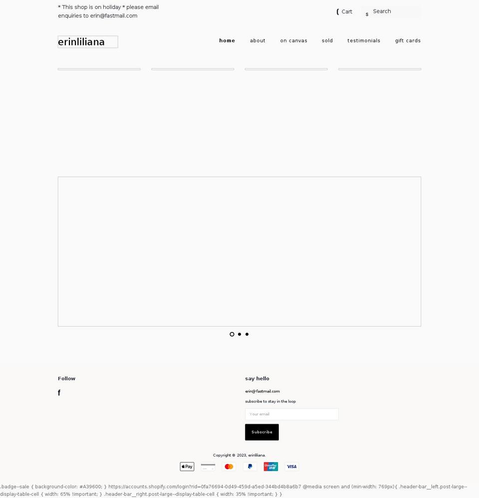 erinliliana.com shopify website screenshot