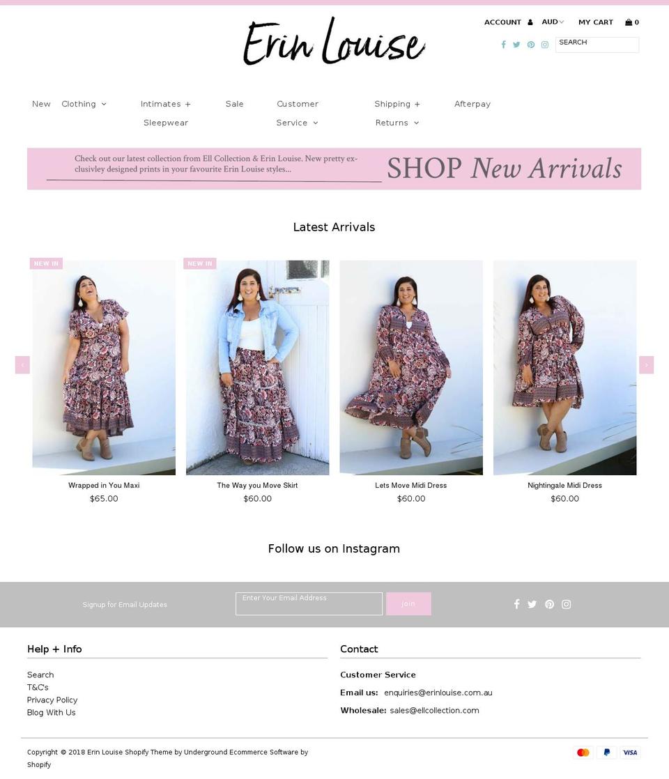 erinlouise.net shopify website screenshot
