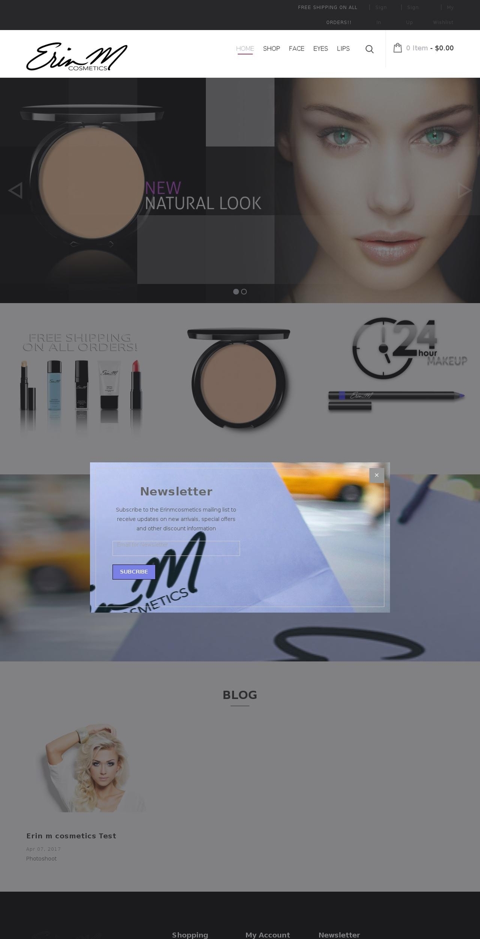 erinmcosmetics.com shopify website screenshot
