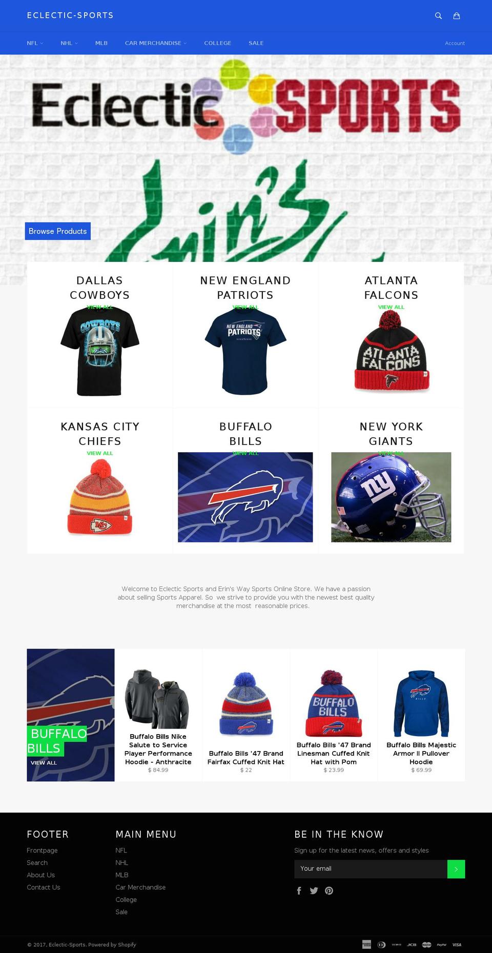erinswaysports.com shopify website screenshot