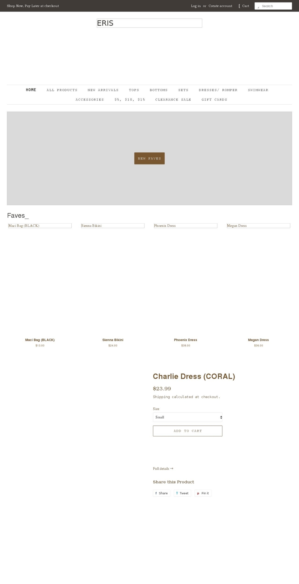 erisfashion.com shopify website screenshot