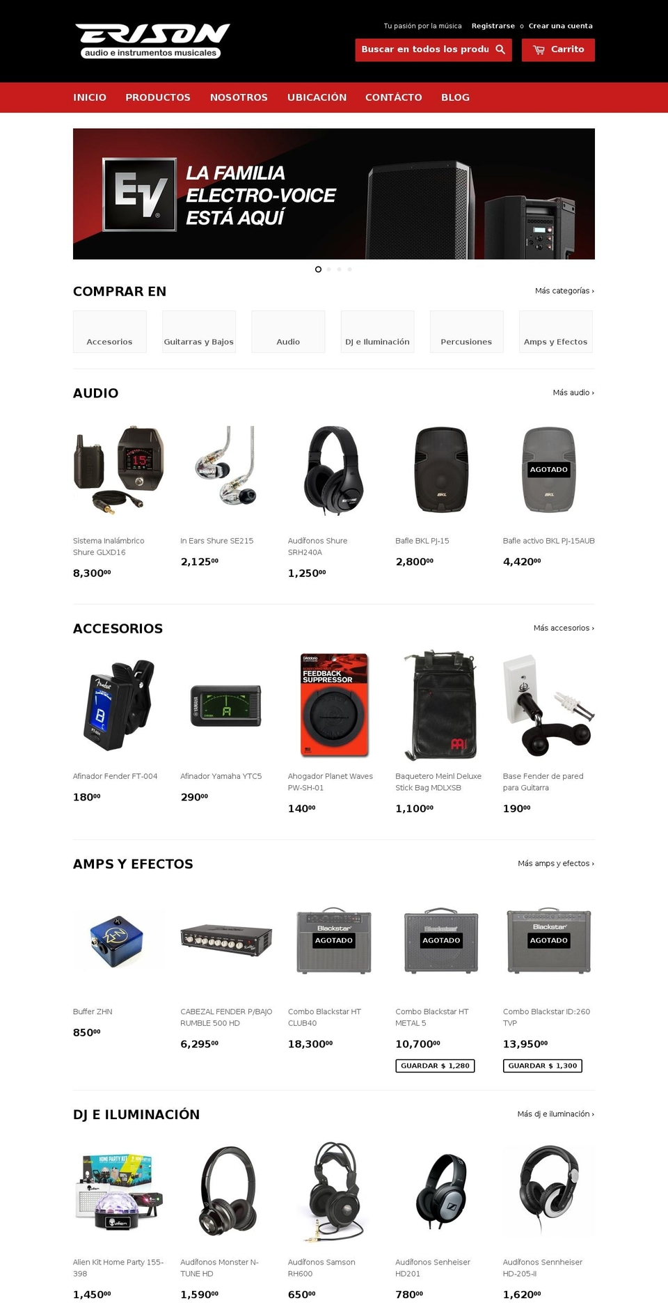 erisonaudio.com shopify website screenshot