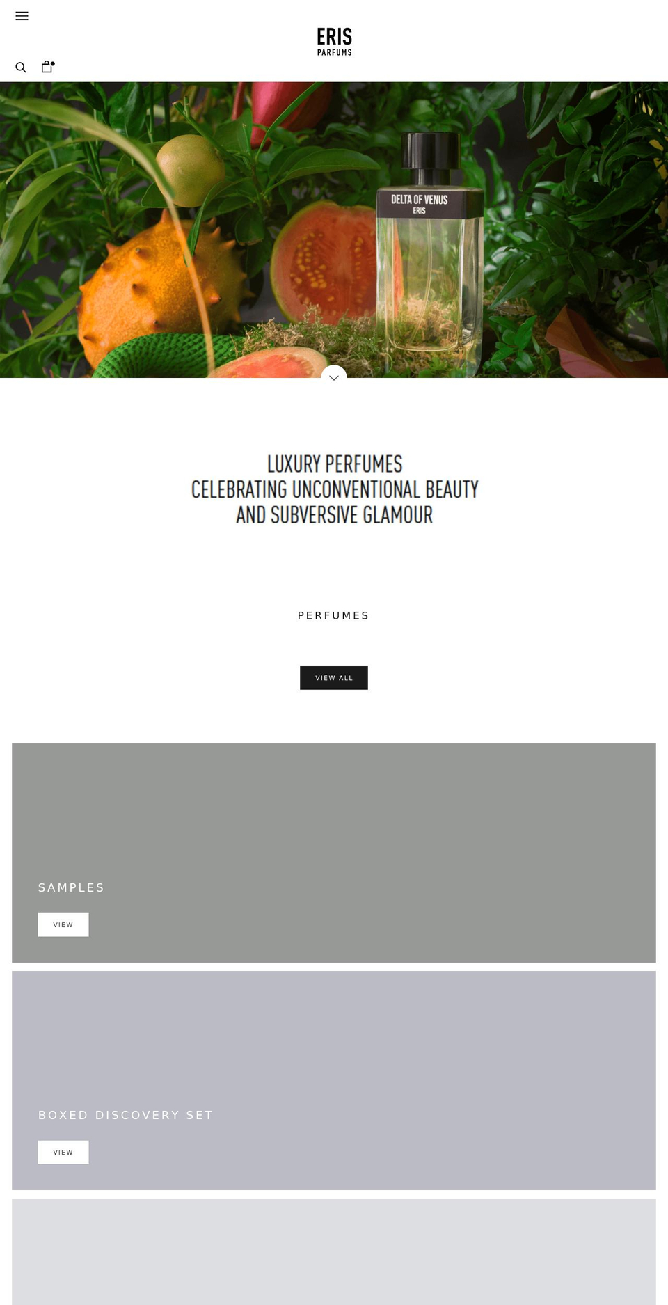 erisparfums.com shopify website screenshot