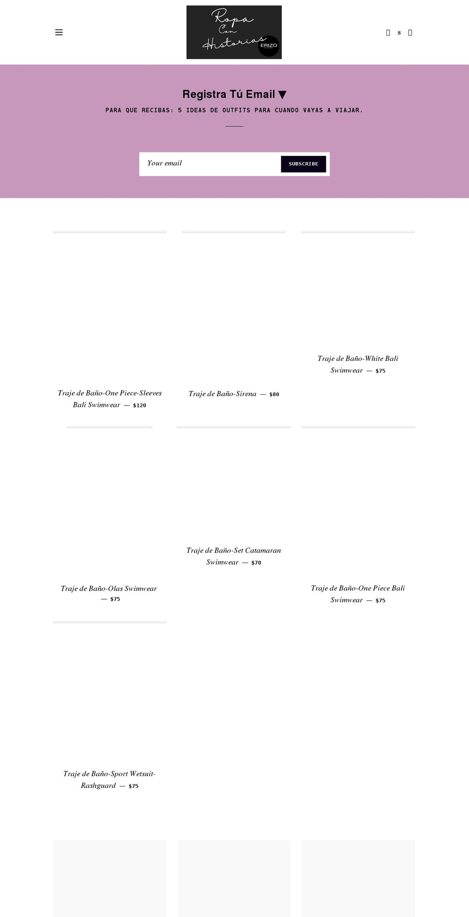 erizoclothing.com shopify website screenshot