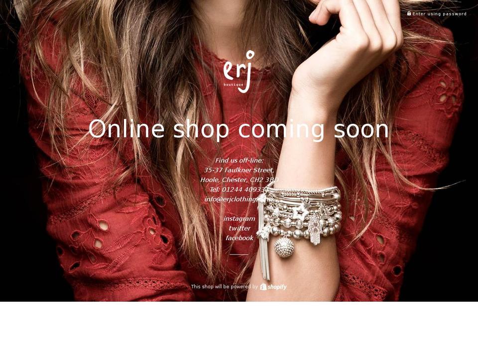 erjboutique.com shopify website screenshot