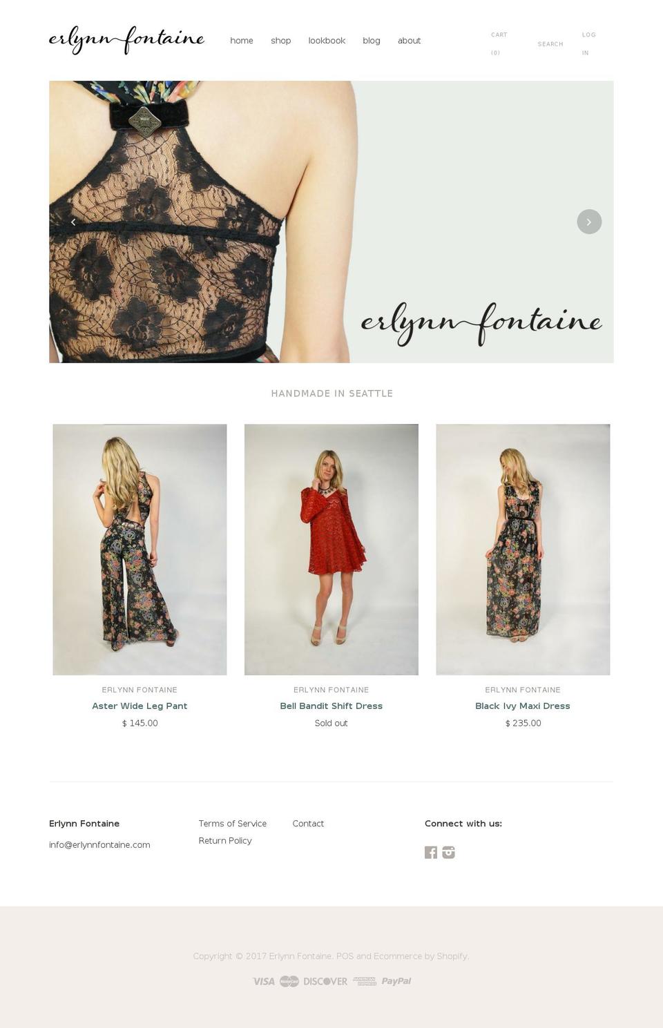 Nouveau Shopify theme site example erlynnfontaine.com