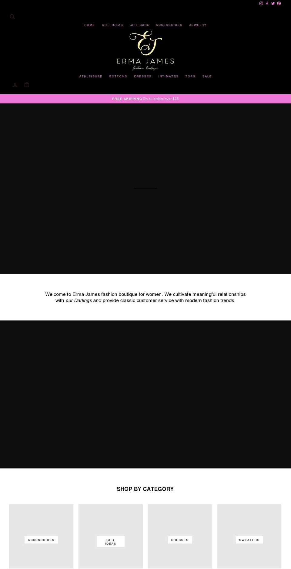 ermajames.com shopify website screenshot