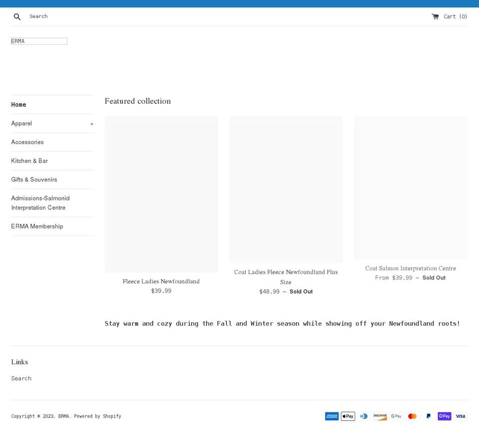 ermashop.ca shopify website screenshot