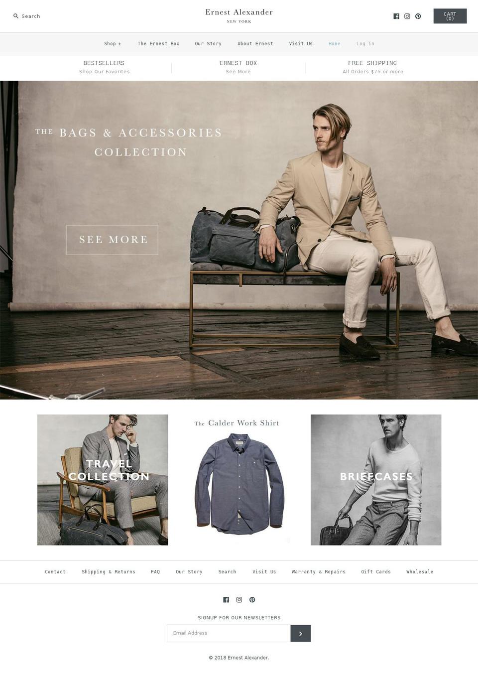 ernestalexander.com — Shopify storefront screenshot