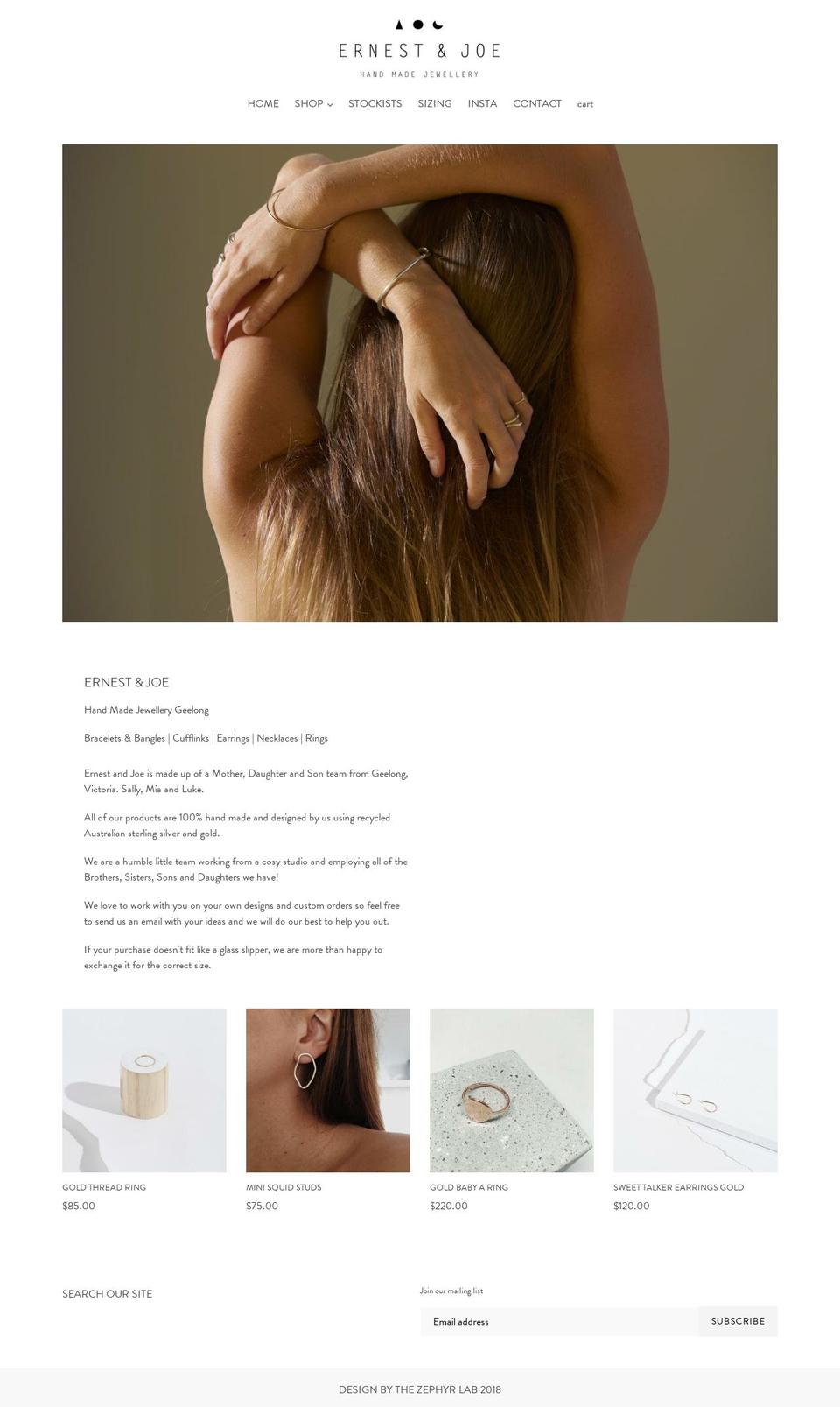 ernestandjoe.com shopify website screenshot