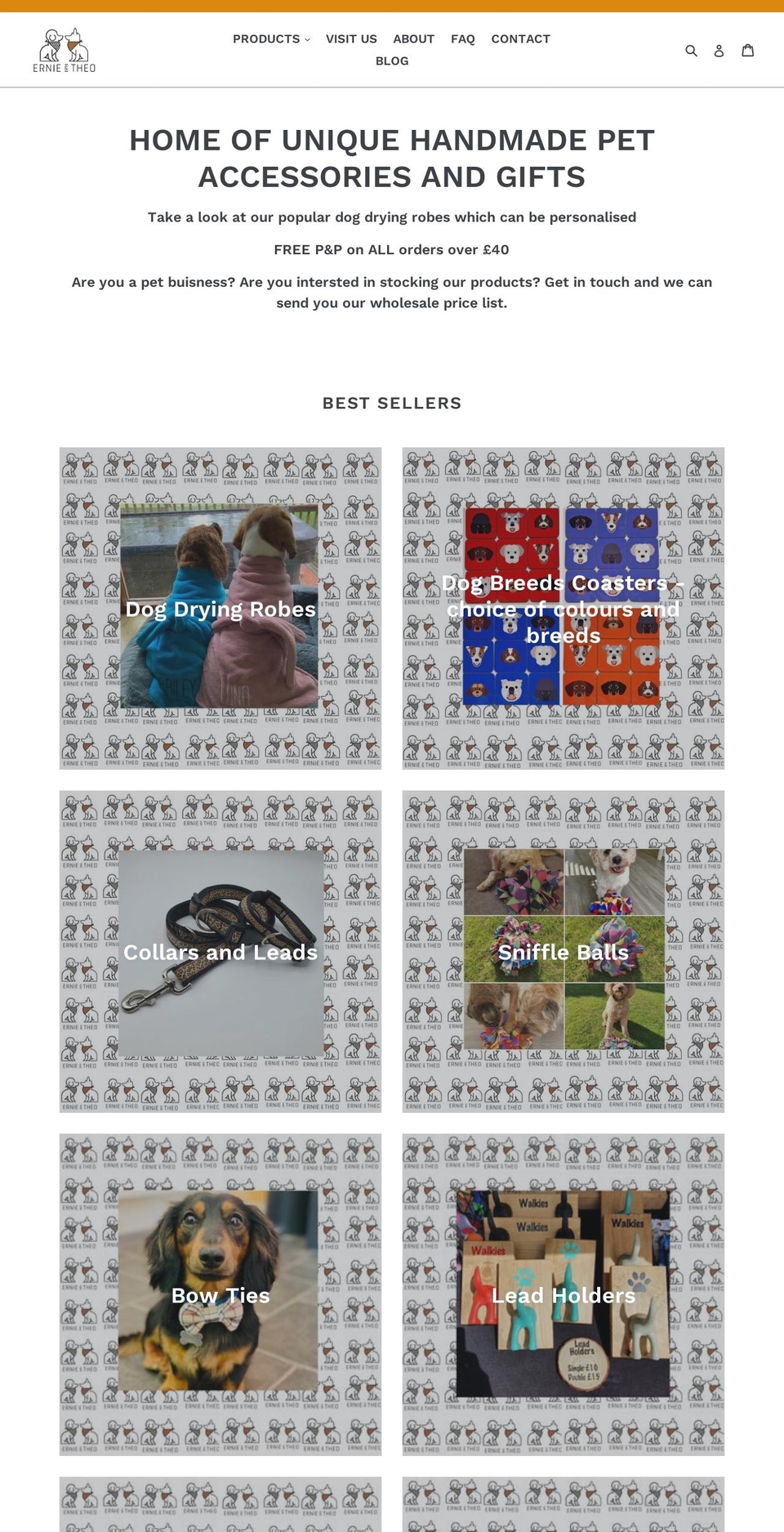 ernieandtheo.com — Shopify storefront screenshot