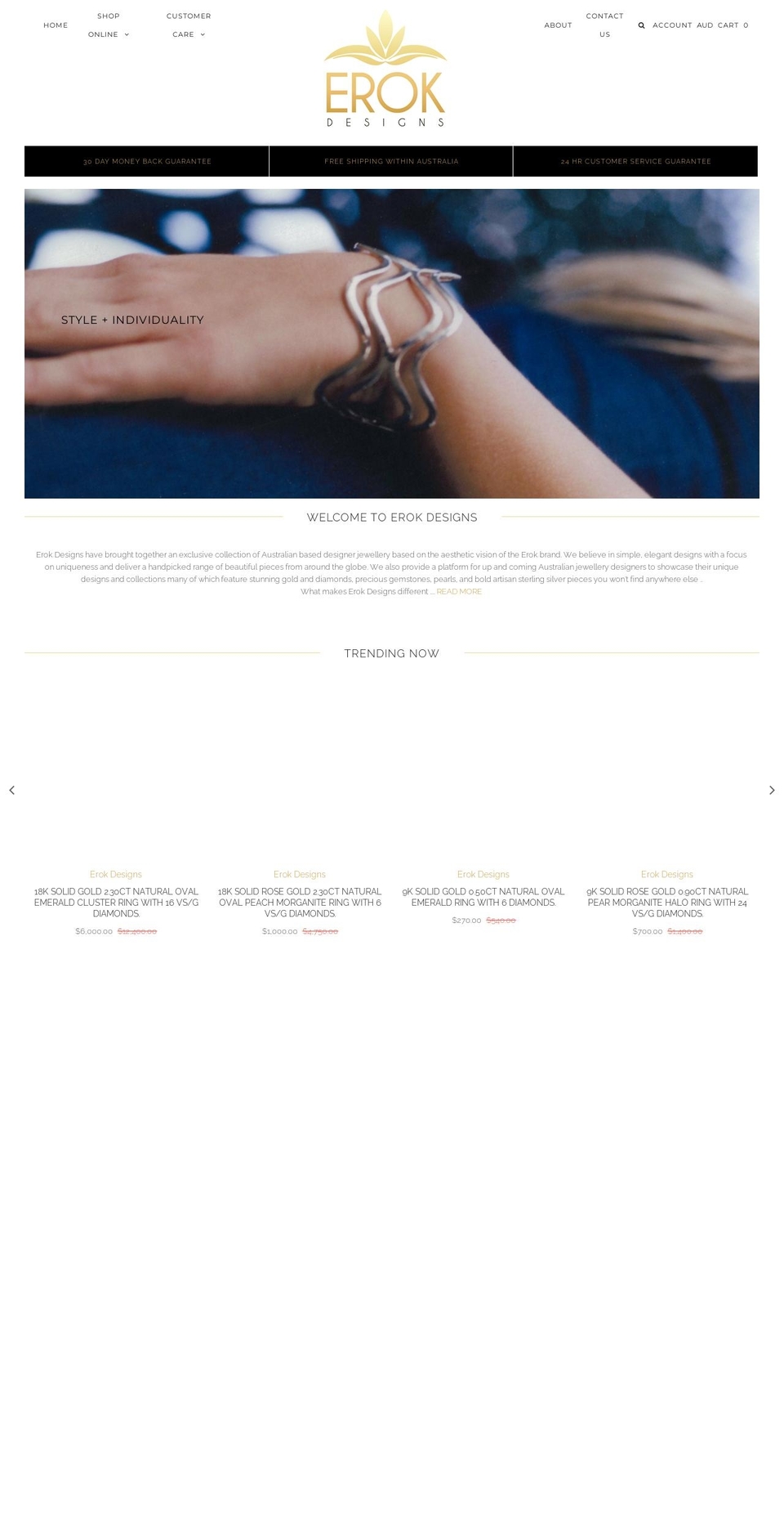 erokdesigns.com.au shopify website screenshot