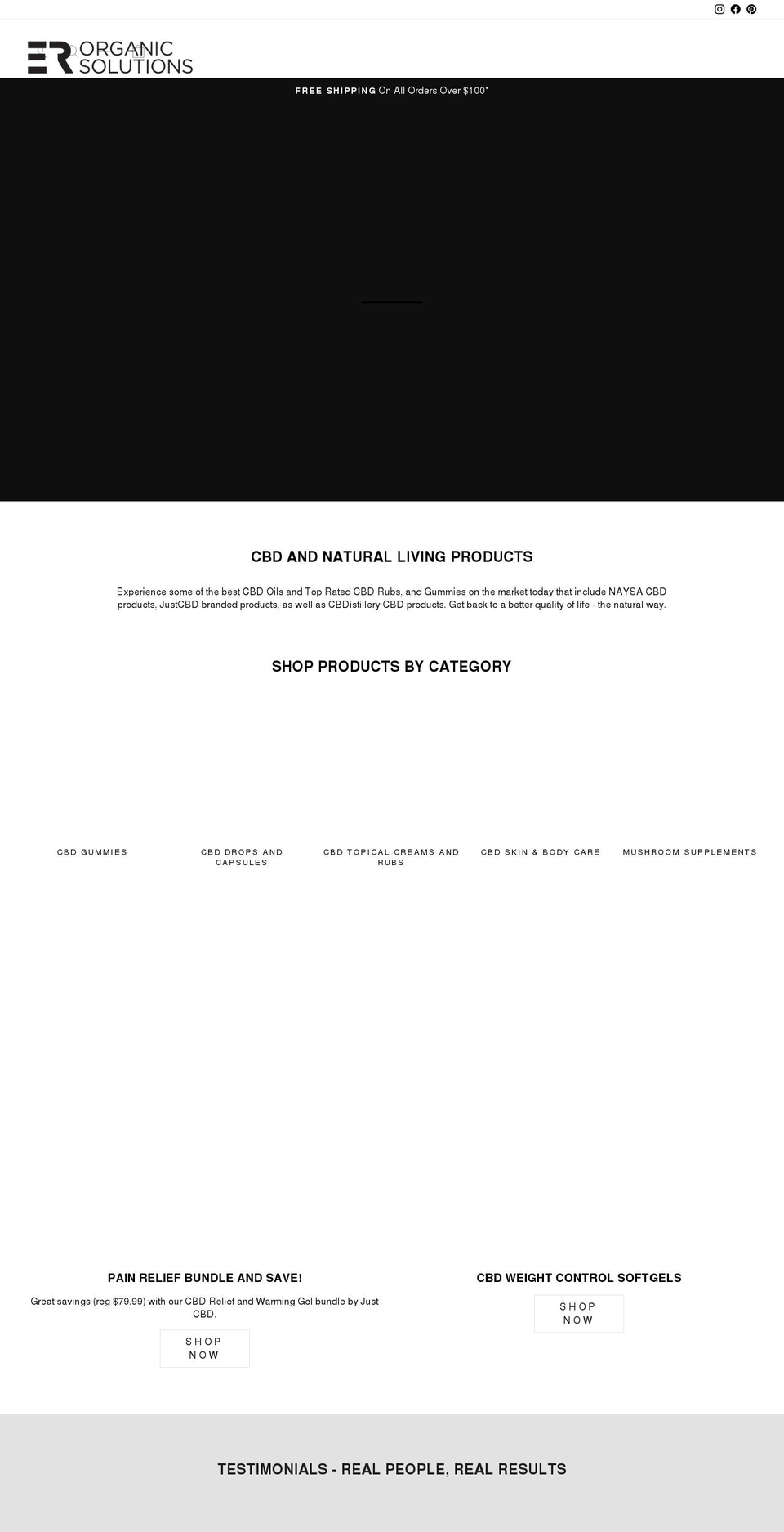erorganicsolutions.com shopify website screenshot
