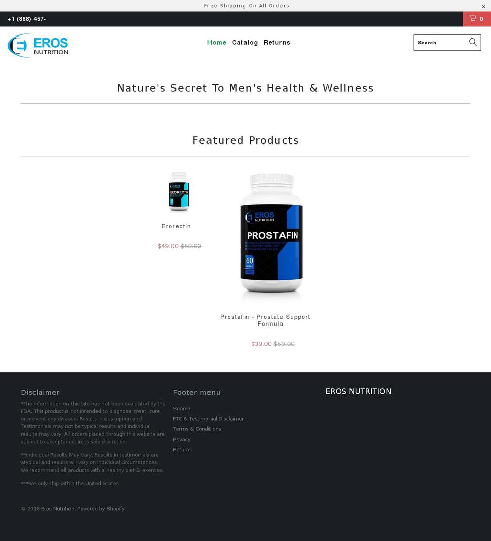 erosnutrition.com — Shopify storefront screenshot
