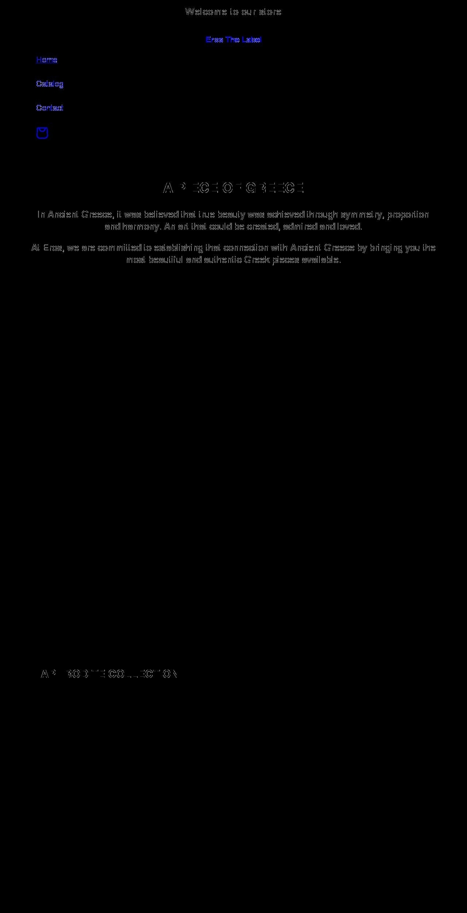 erosthelabel.com shopify website screenshot