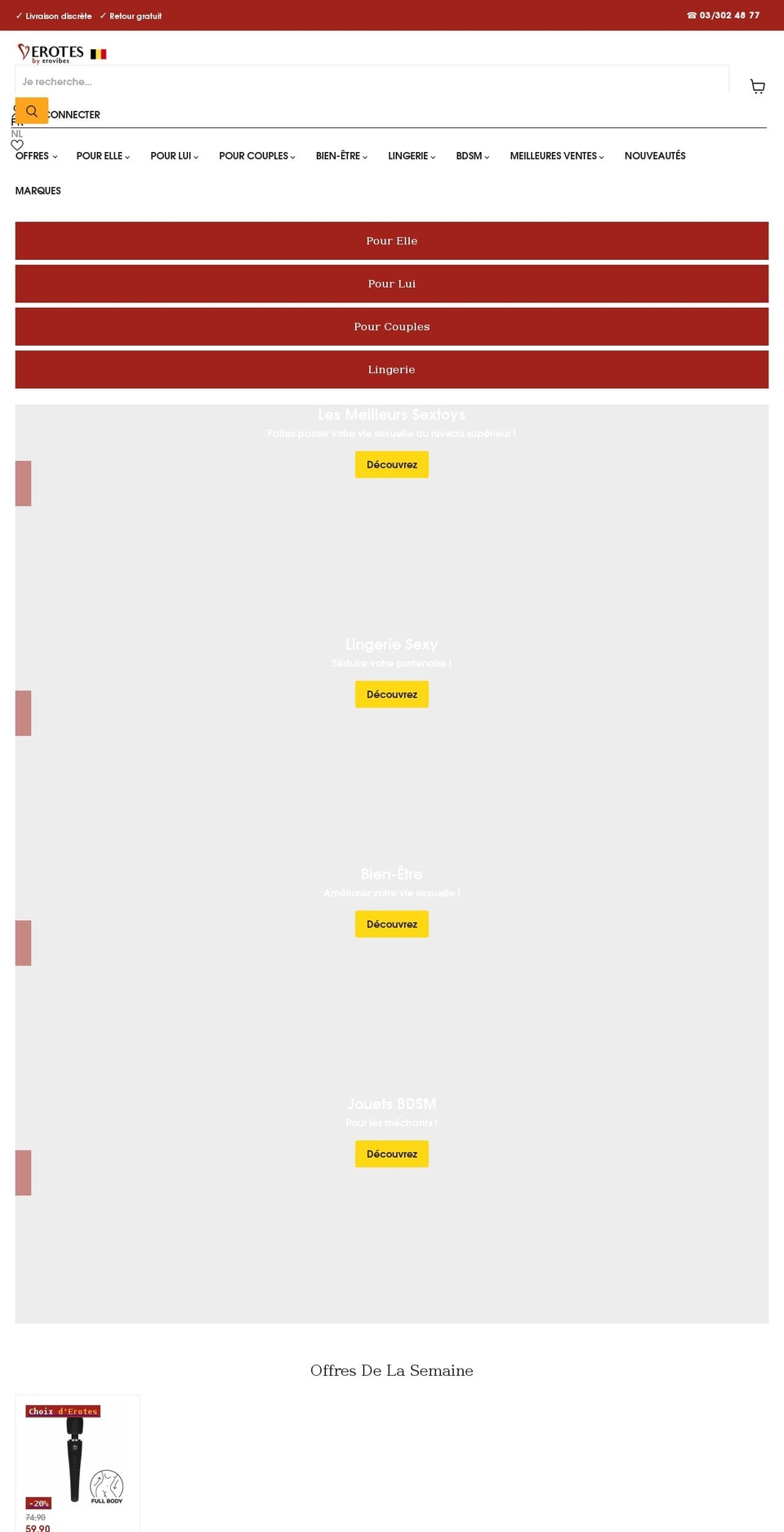 erotes.be shopify website screenshot