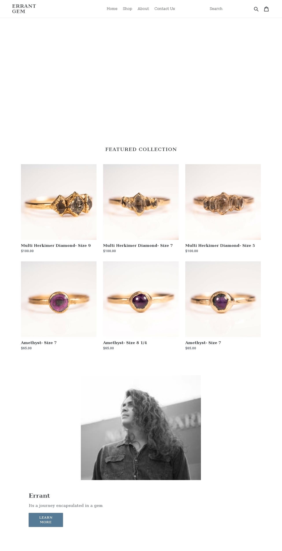 errantgem.com shopify website screenshot