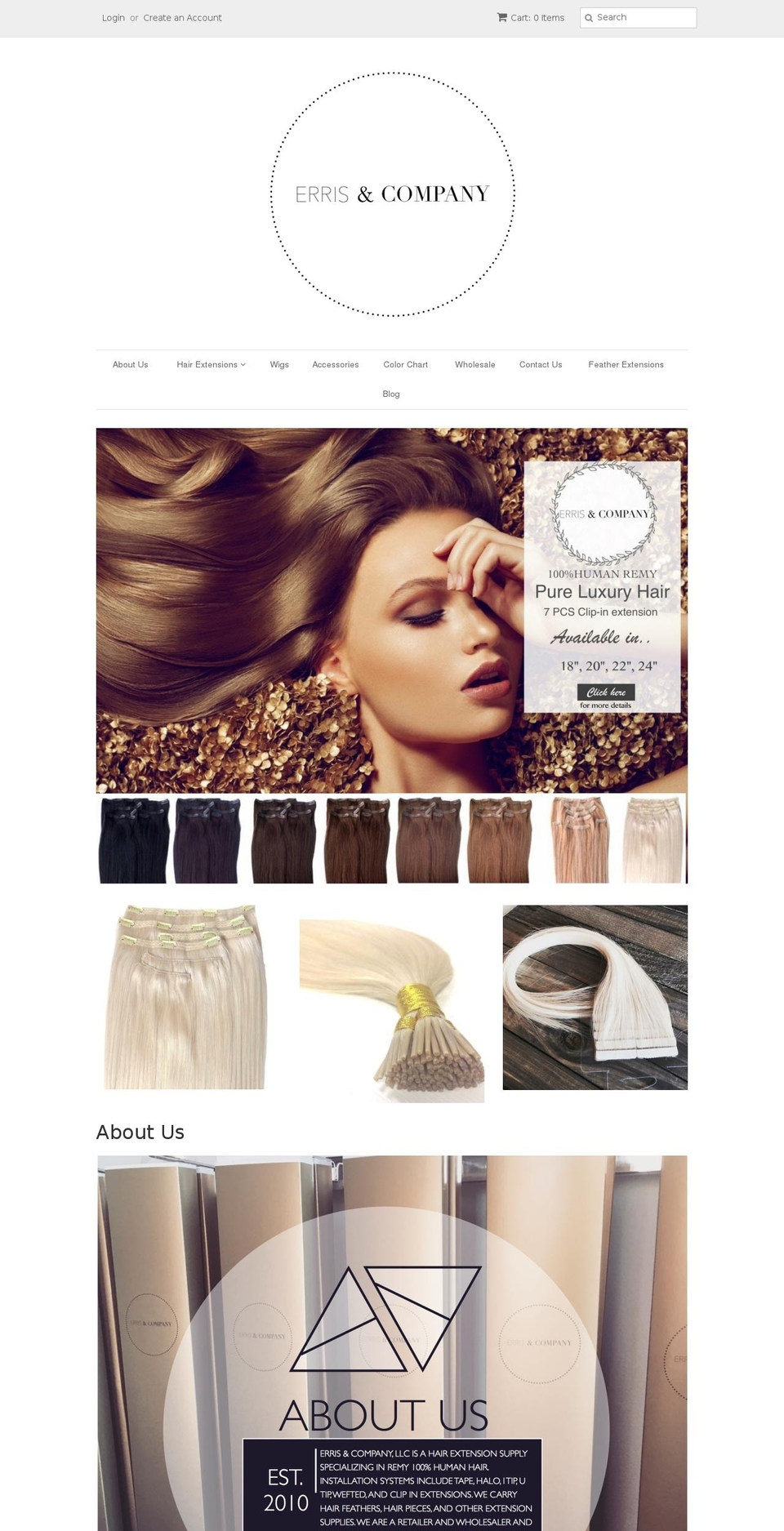 errishairinternational.com shopify website screenshot