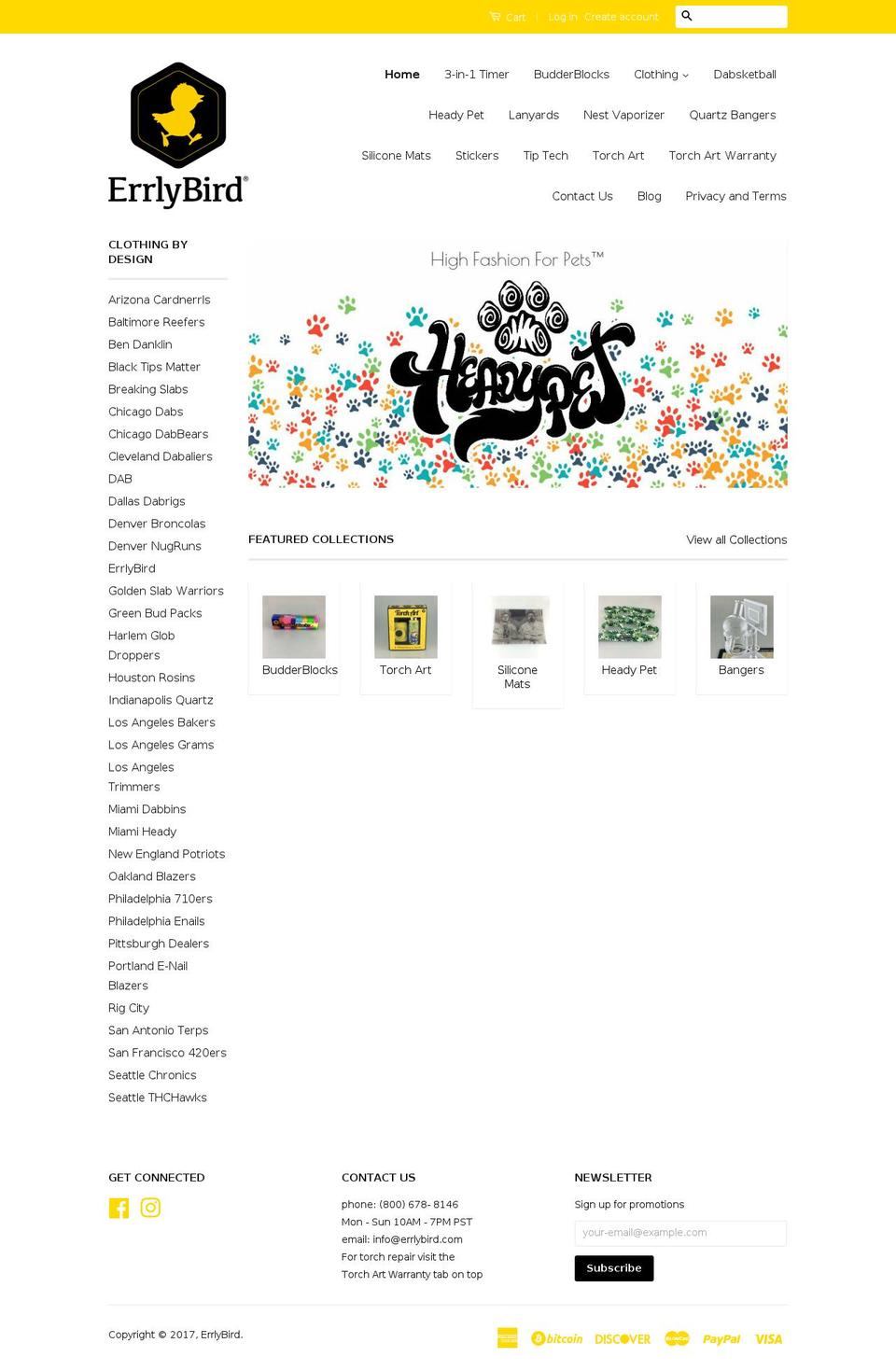 errlybirdco.com shopify website screenshot