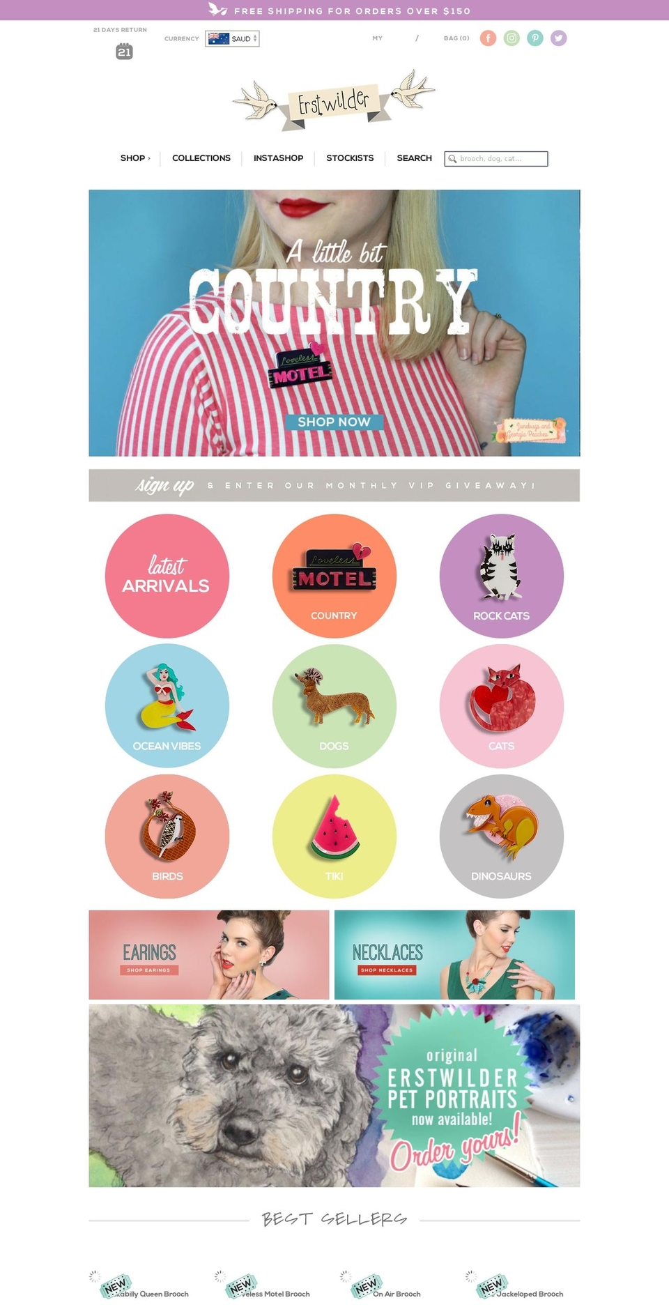 erstwilder.com shopify website screenshot