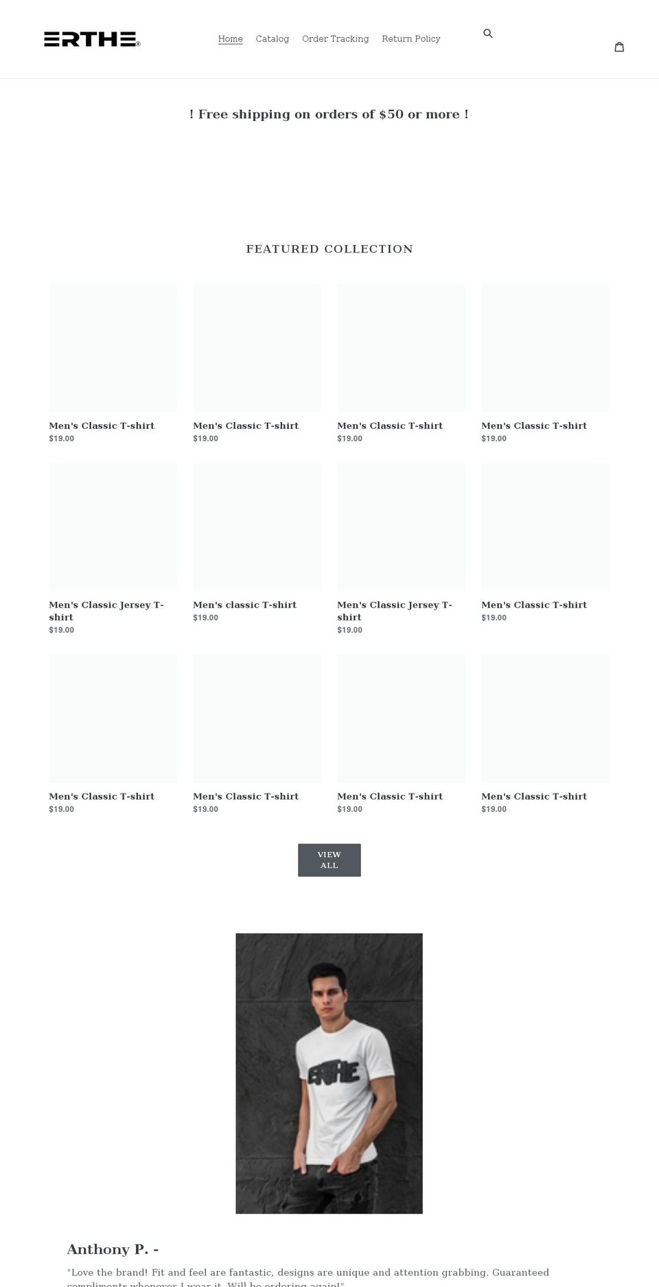 erthe-apparel.com shopify website screenshot