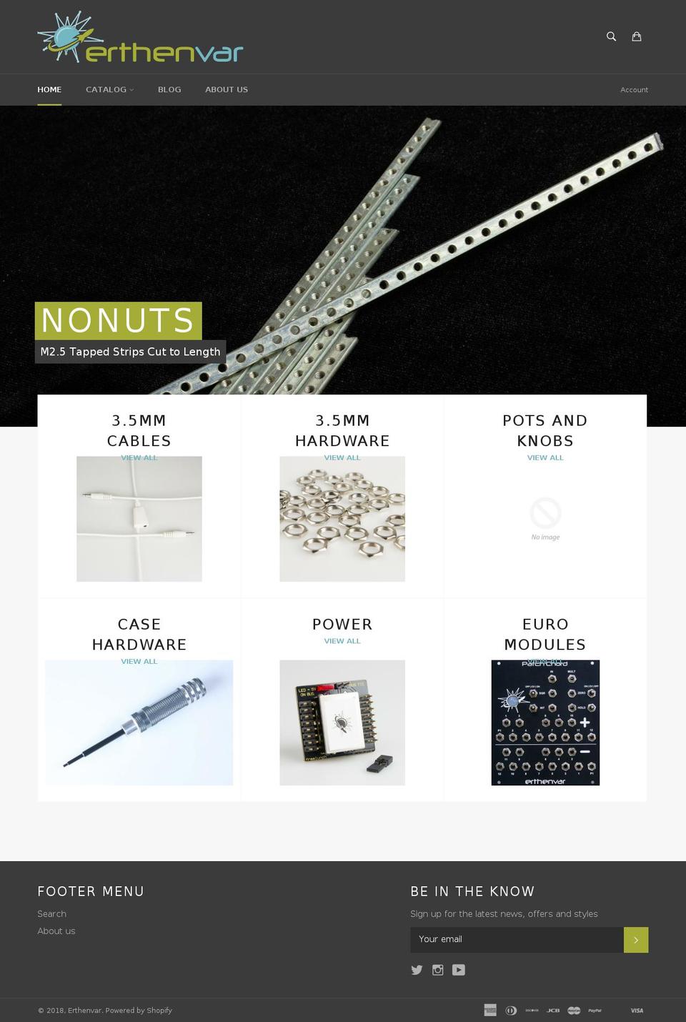 erthenvar.myshopify.com shopify website screenshot