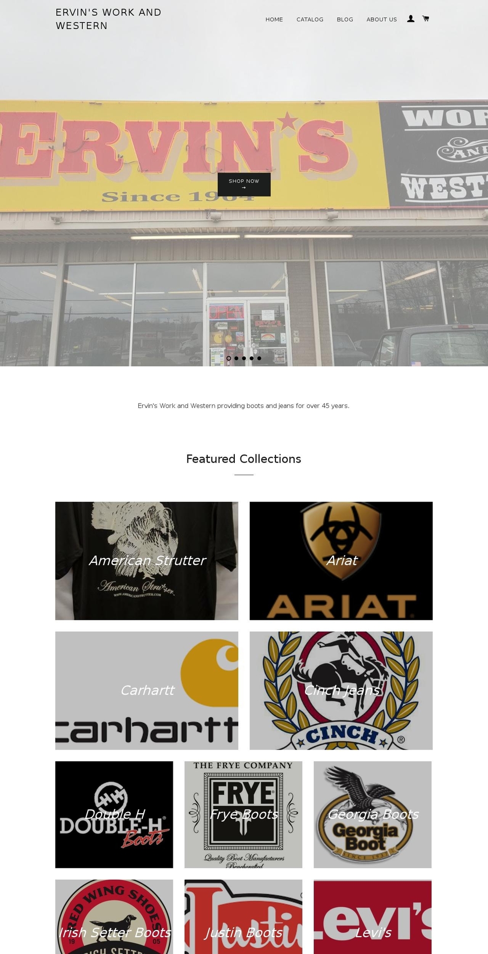 ervinsboots.com shopify website screenshot