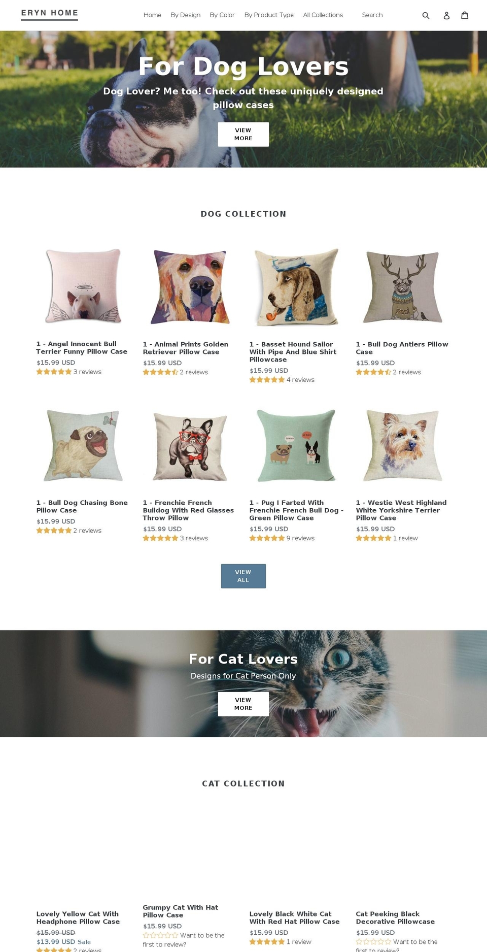 erynhome.com shopify website screenshot