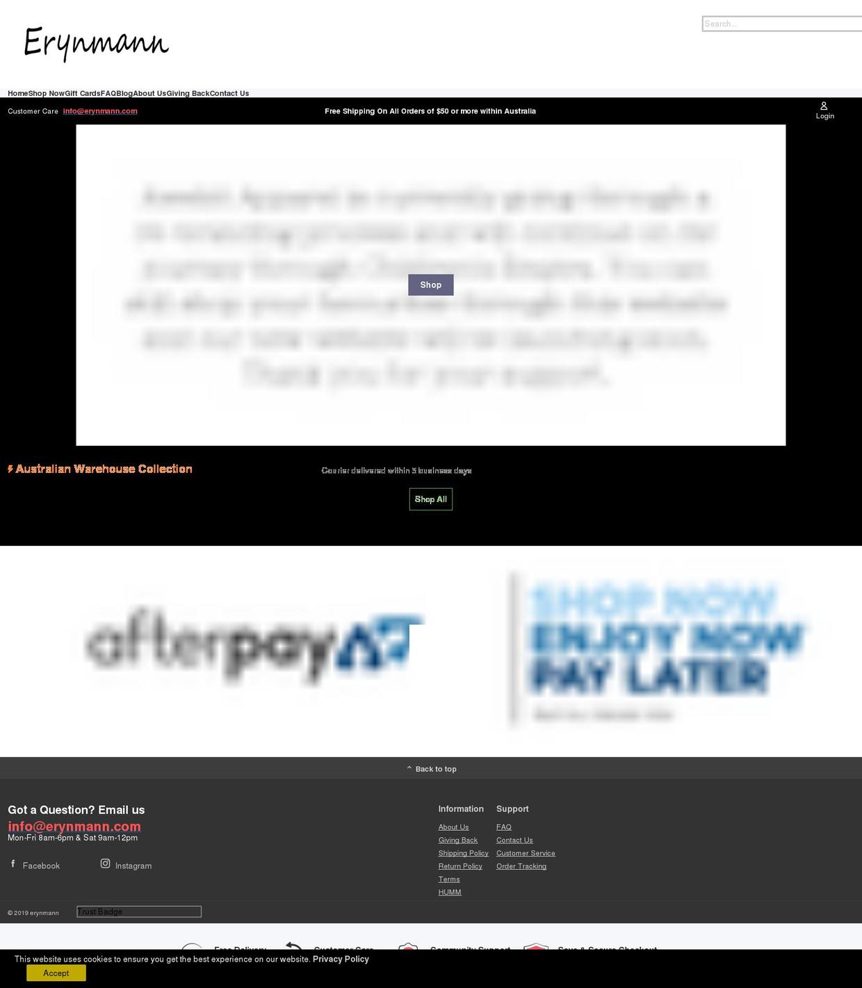 EcomSolid Shopify theme site example erynmann.com