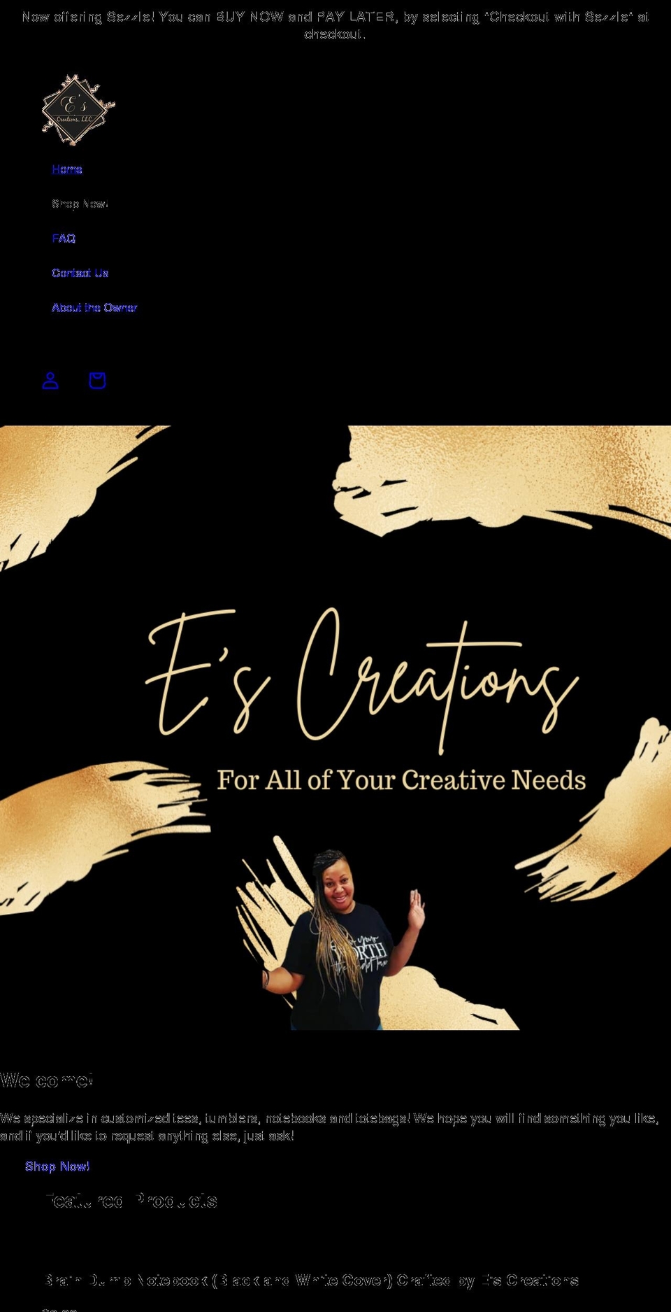 es-creations.com shopify website screenshot