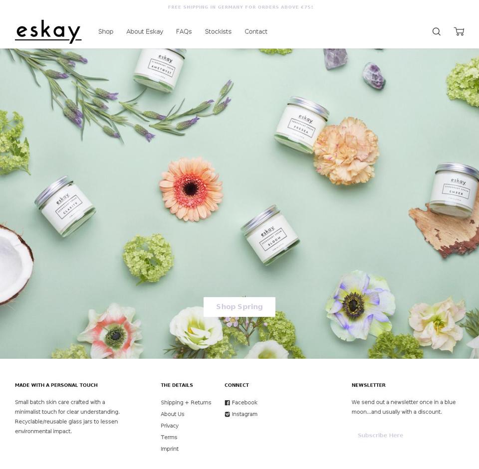 Ira Shopify theme site example es-kay.com