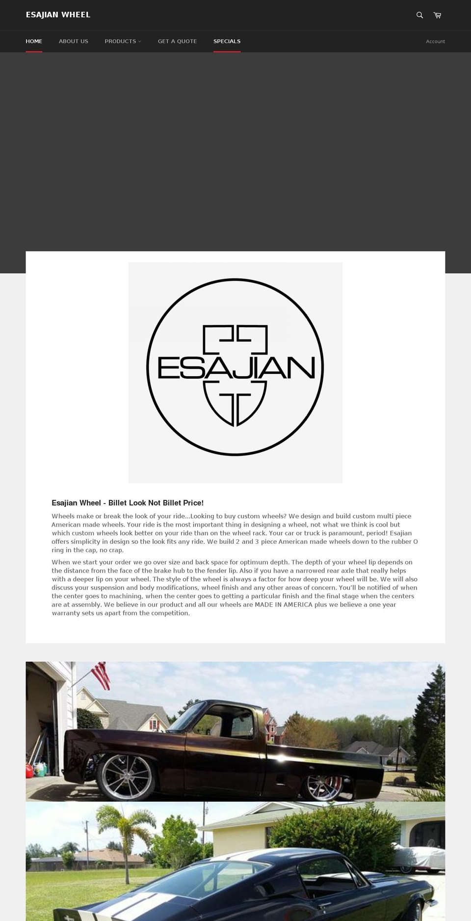 esajianwheel.com shopify website screenshot