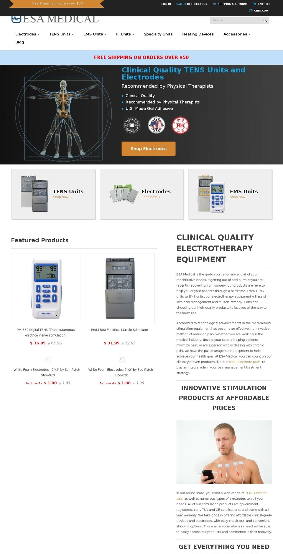 esamedical.com shopify website screenshot