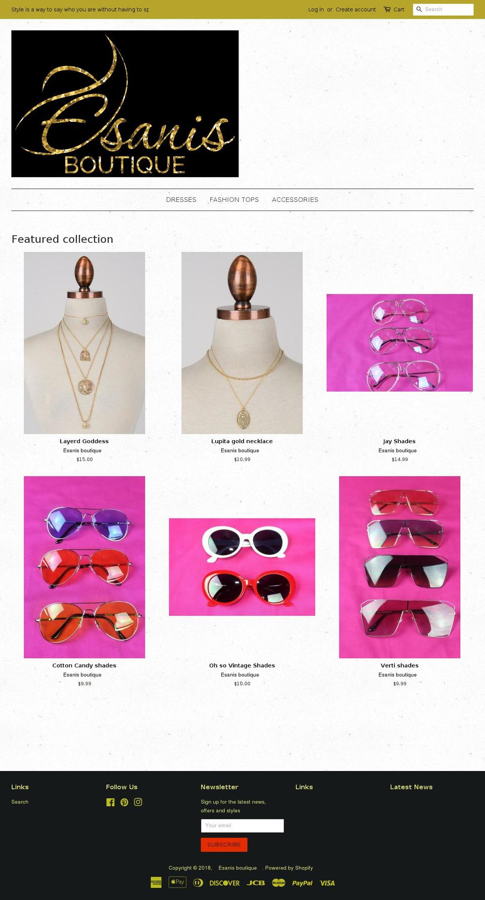 esanisboutique.com — Shopify storefront screenshot