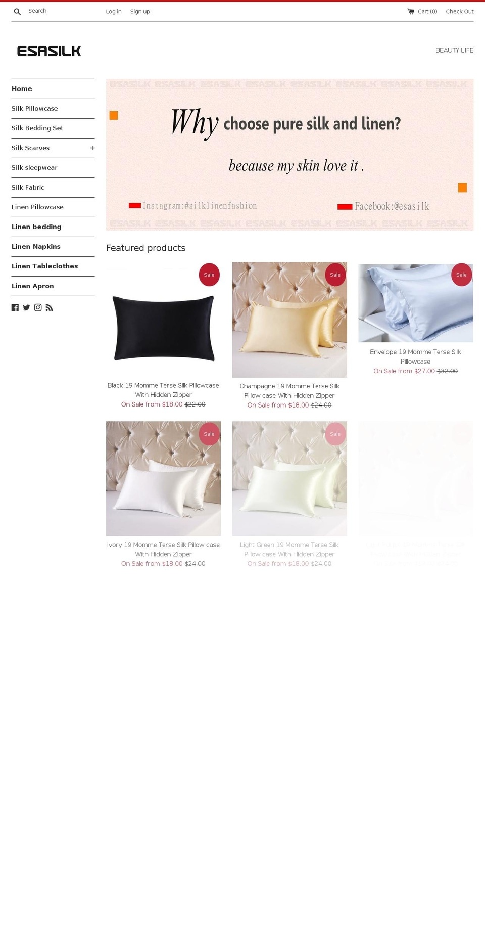 esasilk.com shopify website screenshot
