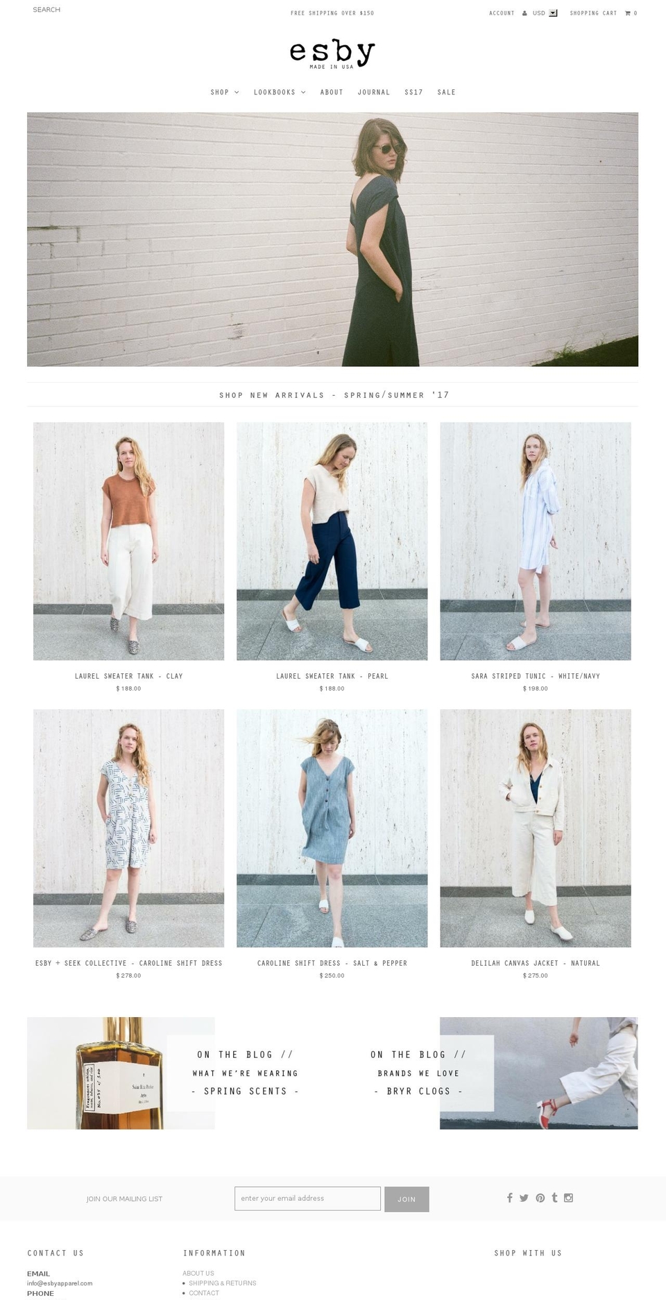 esbyapparel.com shopify website screenshot