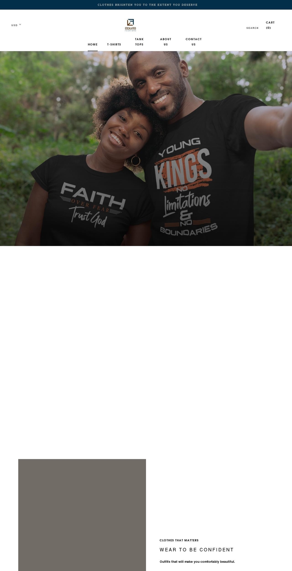 escalatedfashions.com shopify website screenshot