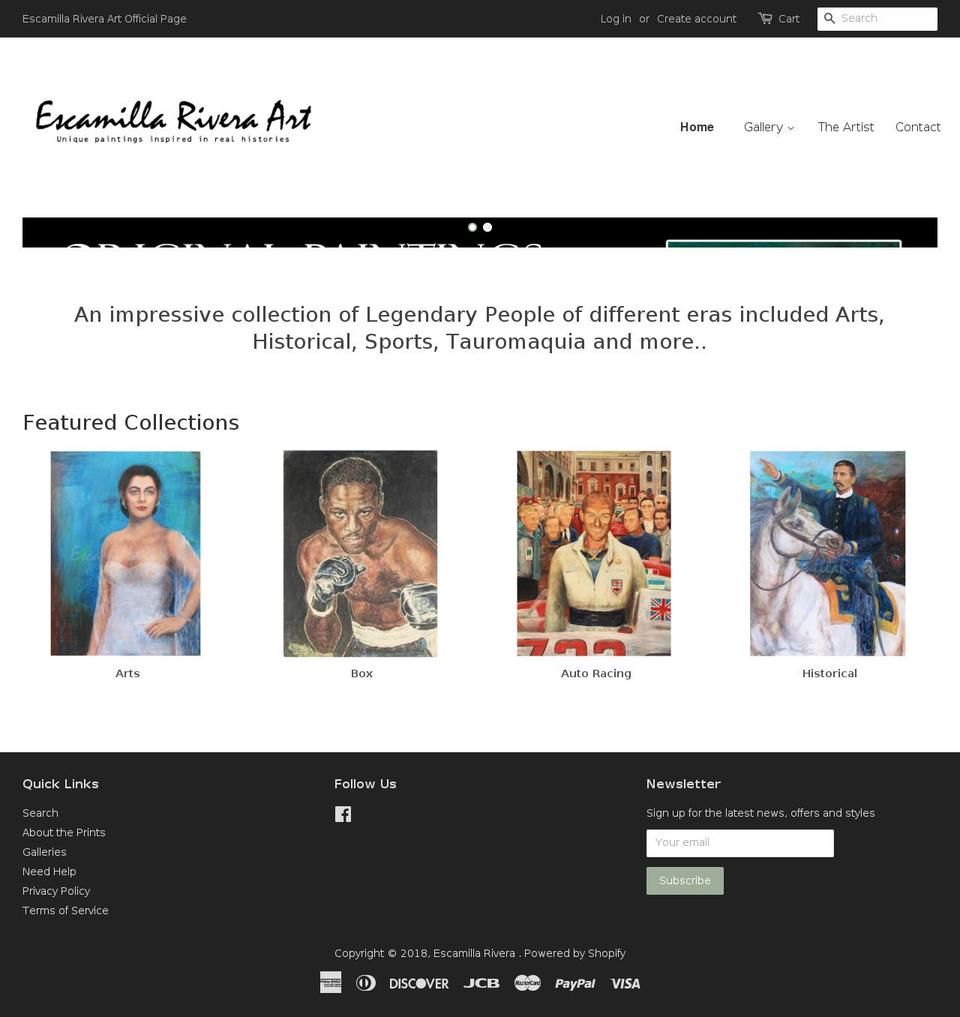 escamillariveraart.com — Shopify storefront screenshot