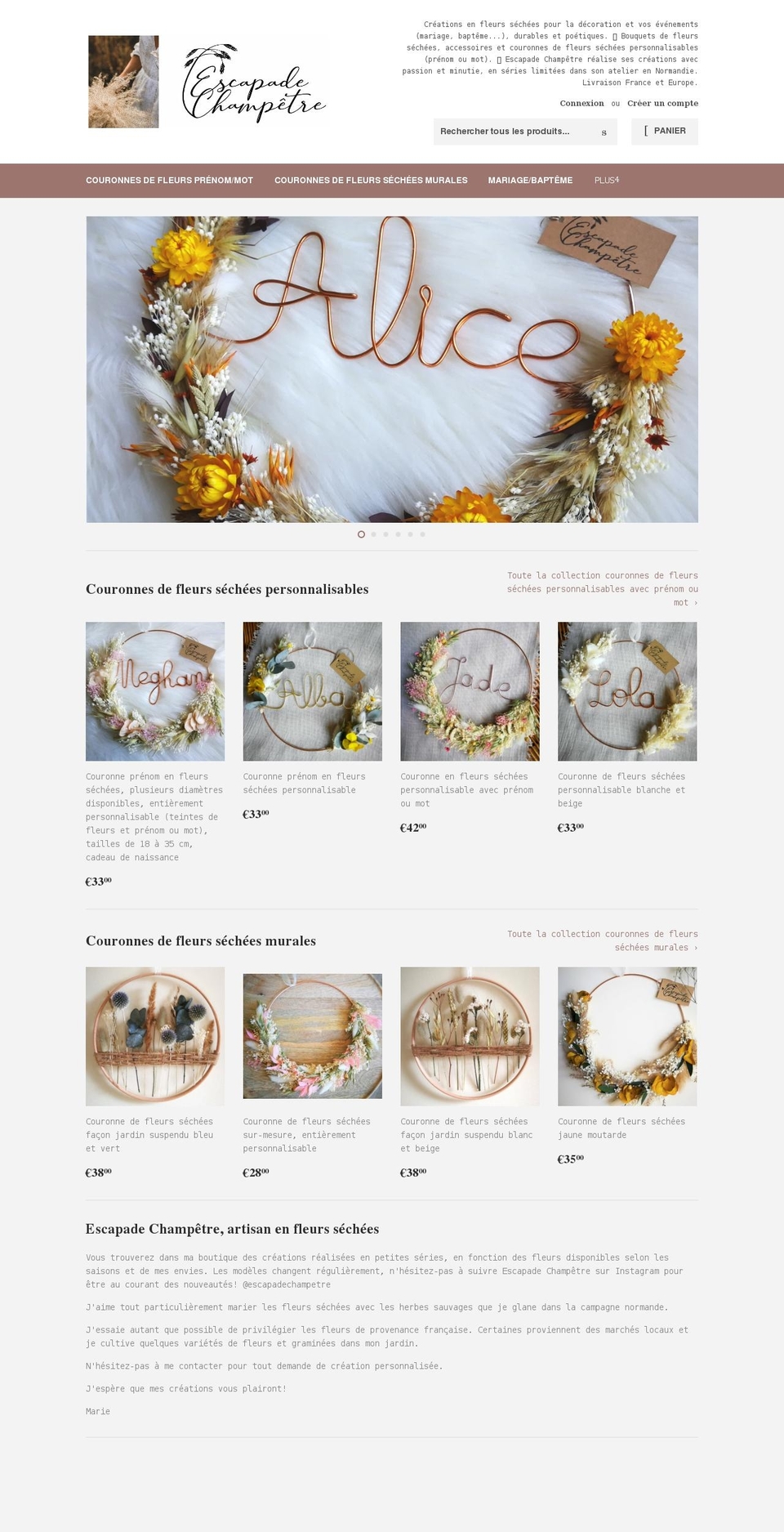escapade-champetre.com shopify website screenshot