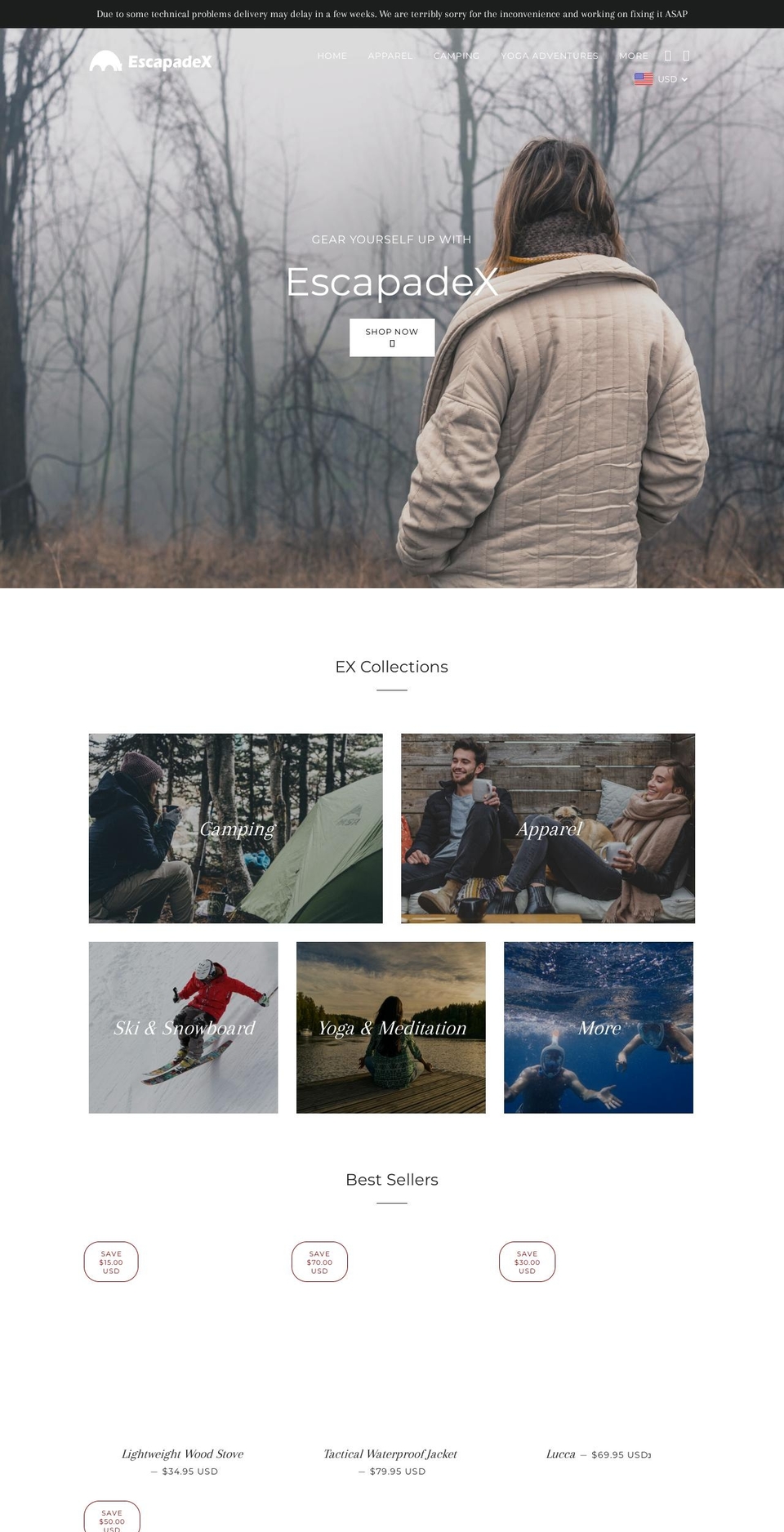 escapadex.com — Shopify storefront screenshot