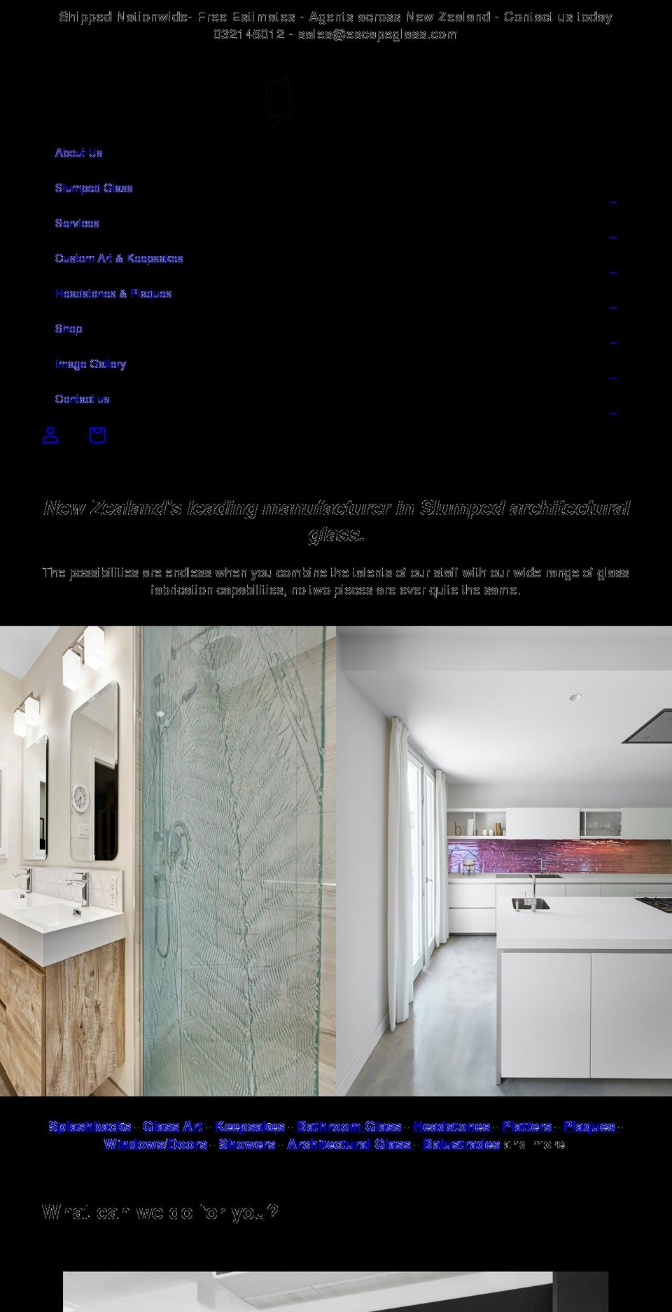 escapeglass.co.nz shopify website screenshot