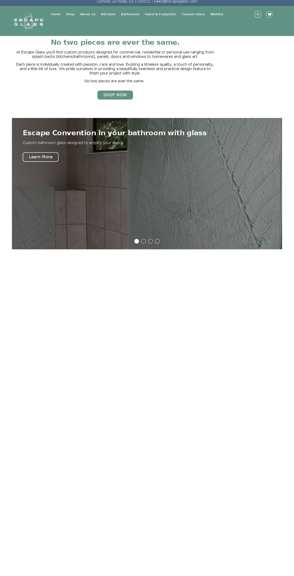 escapeglass.com shopify website screenshot