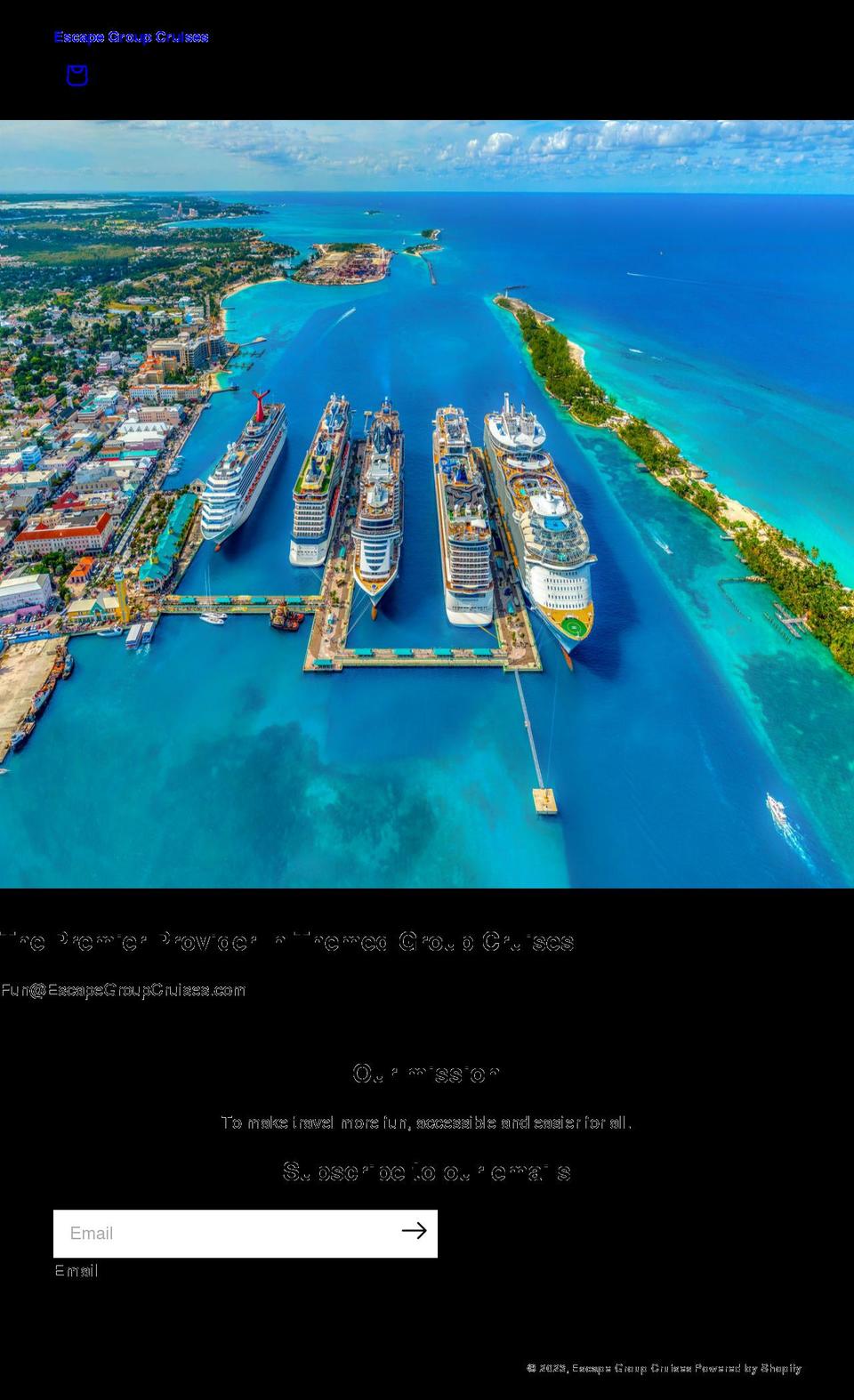 escapegroupcruises.com shopify website screenshot