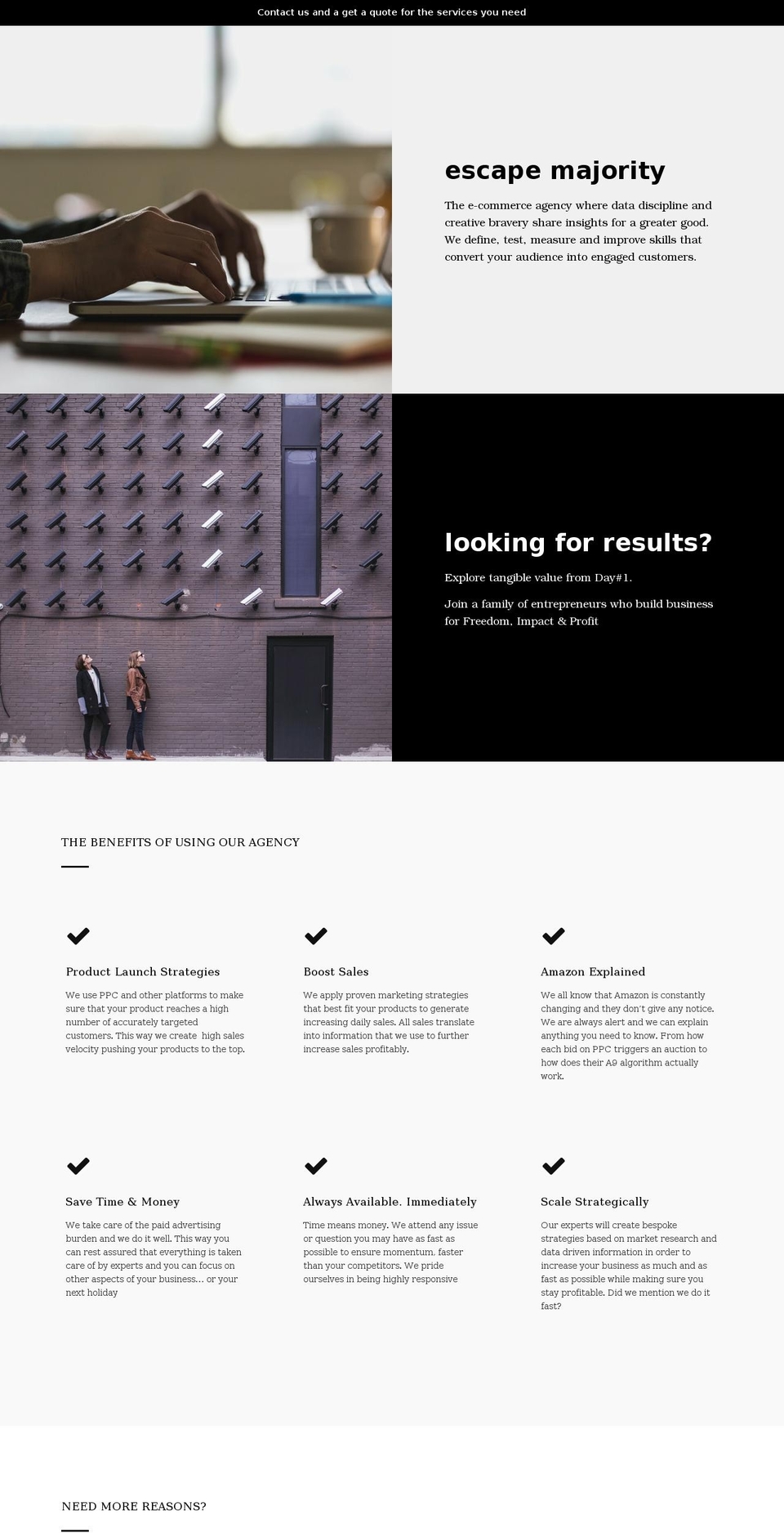 escapemajority.com shopify website screenshot