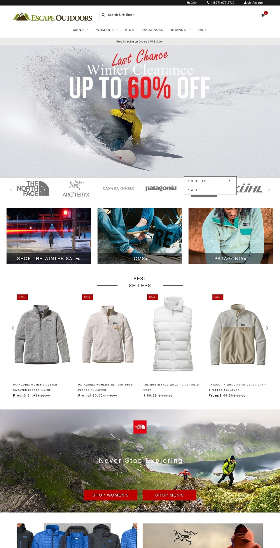 ay Shopify theme site example escapeoutdoors.com