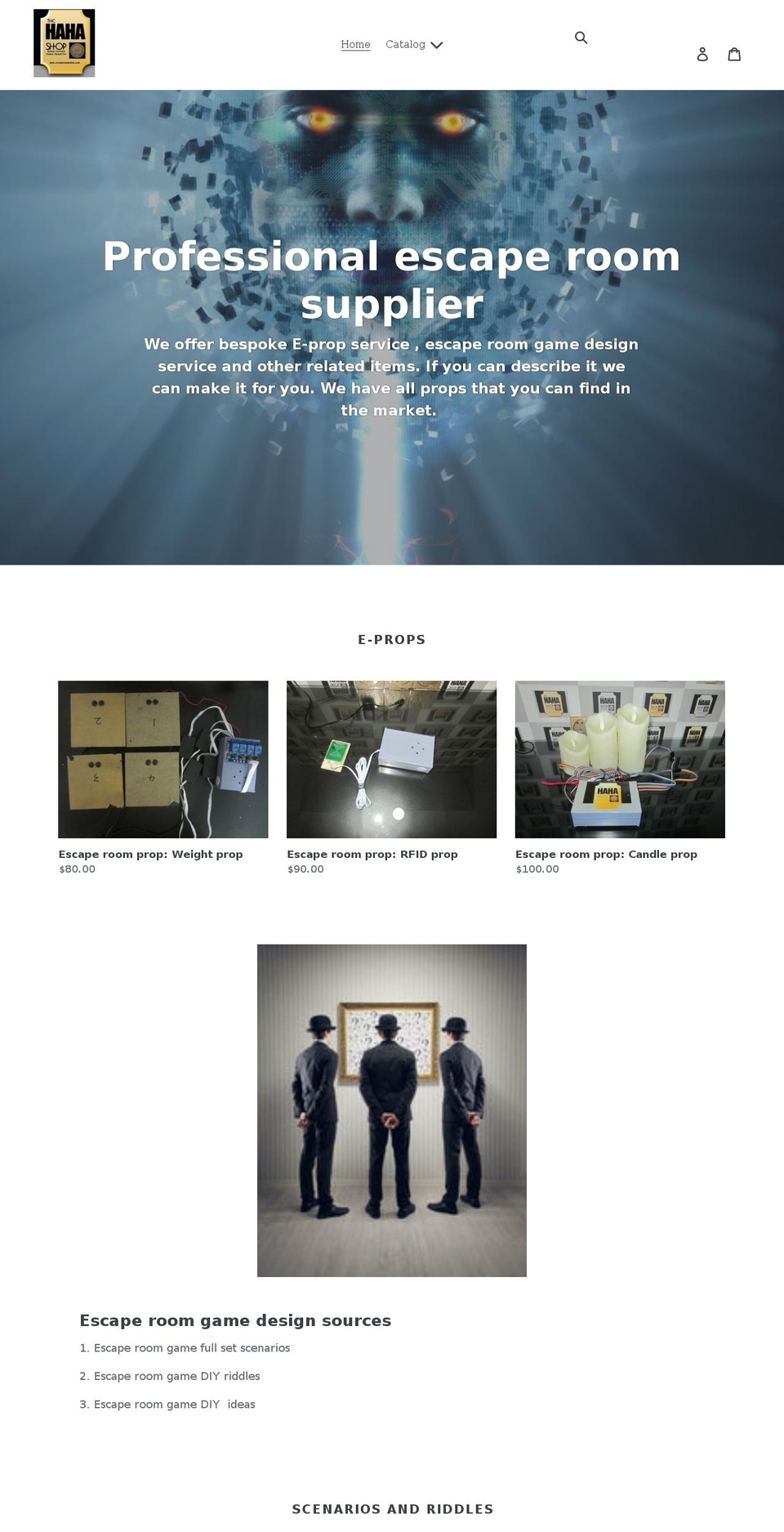 escaperoomshop.com shopify website screenshot