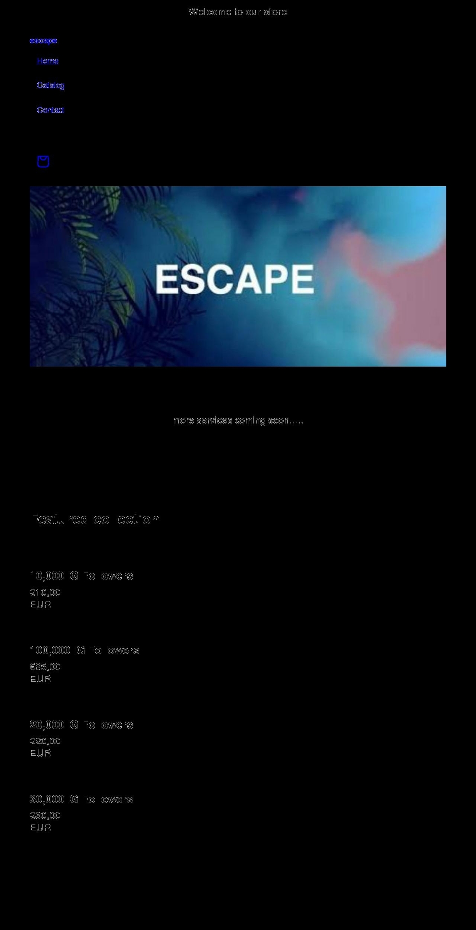 escapeshop.net shopify website screenshot