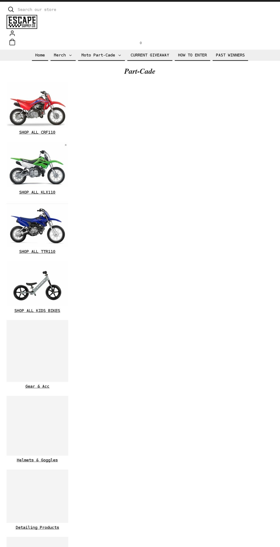 escapesupplyco.com shopify website screenshot
